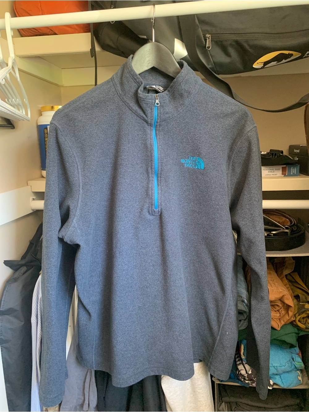 The North Face Navy Quarter-Zip Pullover with Aqua Accents